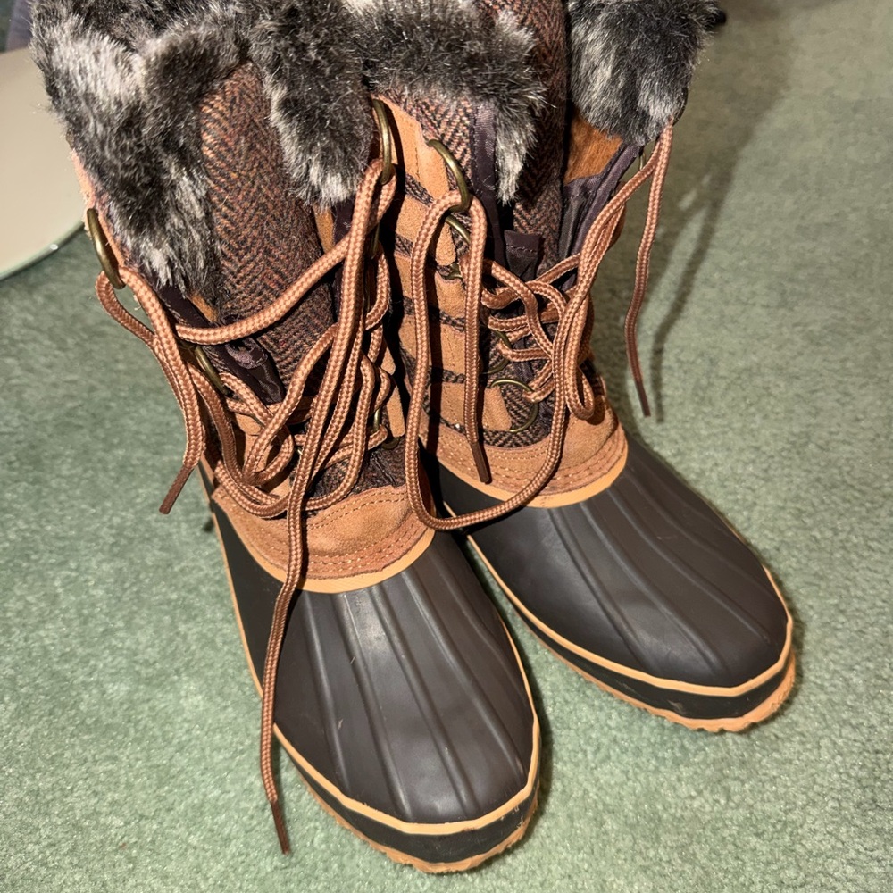Women's Brown Fur-Lined Winter Boots